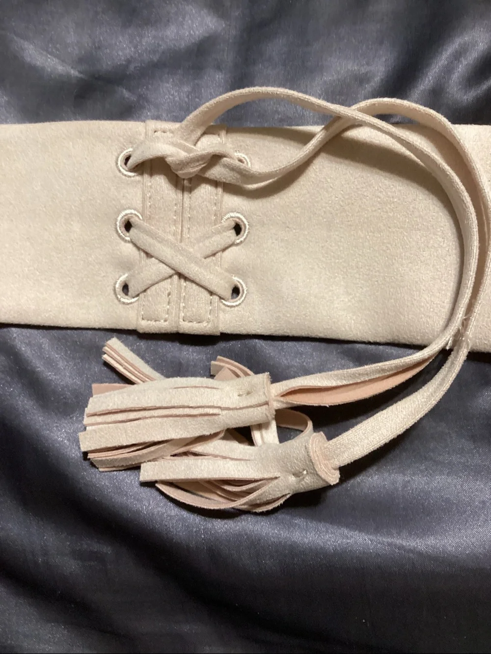 Womens Wide Lace-Up Waist Belt with Tassel from Express